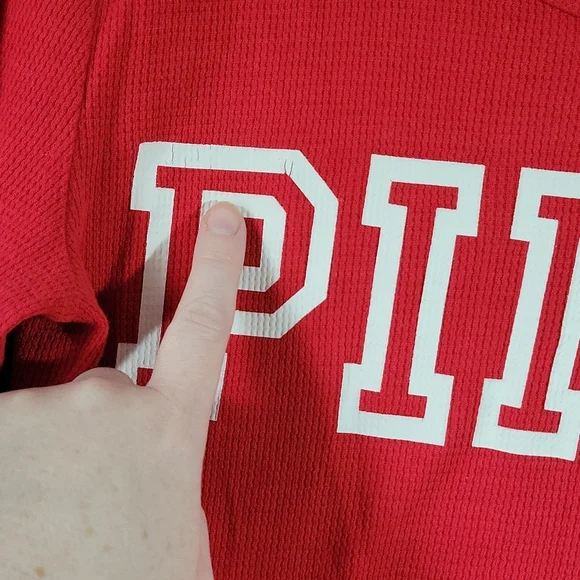 VS PINK Ribbed Longsleeve Top Red Size M - Picture 5 of 12